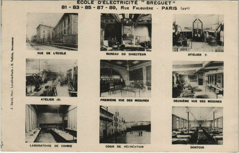 Carte postale ancienne Ecole d'électricité Bréguet - Rue Falguière à Paris 15e