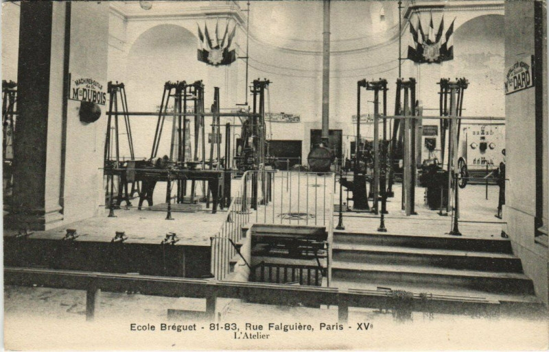 Carte postale ancienne Ecole Bréguet - Rue Falguière - L'Atelier à Paris 15e