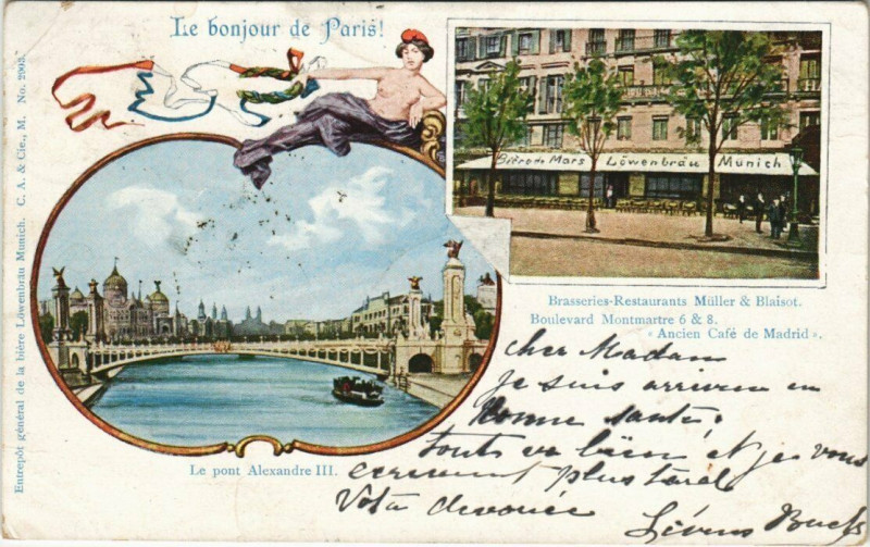 Carte postale ancienne Paris 9e - Le bonjour de Paris à Paris 9e