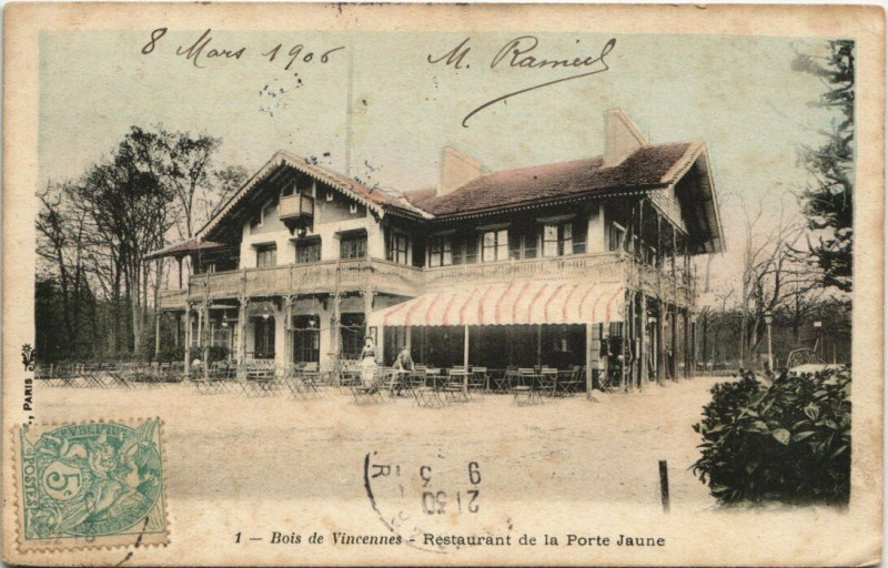 Carte postale ancienne Bois de Vincennes - Restaurant de la Porte Jaune à Paris