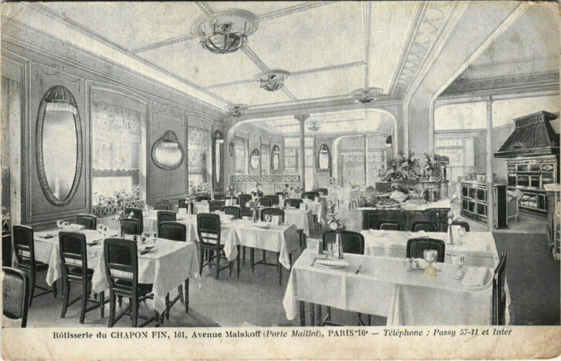 Carte postale ancienne Rôtisserie du Chapon Fin, 161, Avenue Malakoff (Porte Maillot) à Paris 16e