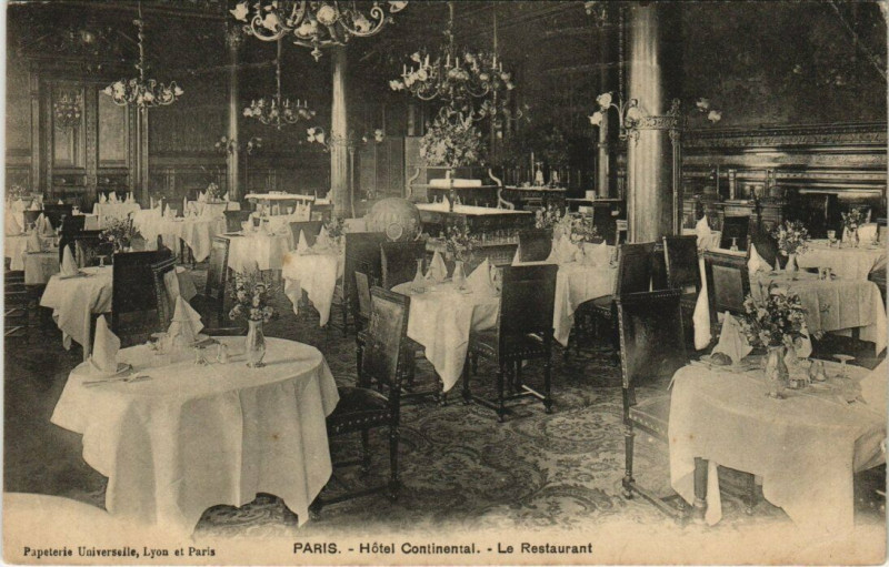 Carte postale ancienne Paris 9e - Hotel Continental - Le Restaurant à Paris 9e