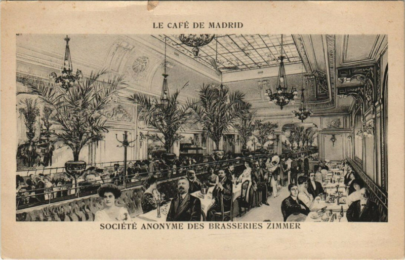 Carte postale ancienne Paris 9e - Le Café de Madrid à Paris 9e