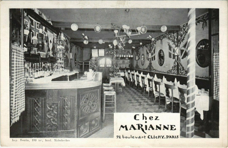 Carte postale ancienne Chez Marianne - Boulevard Clichy à Paris 18e
