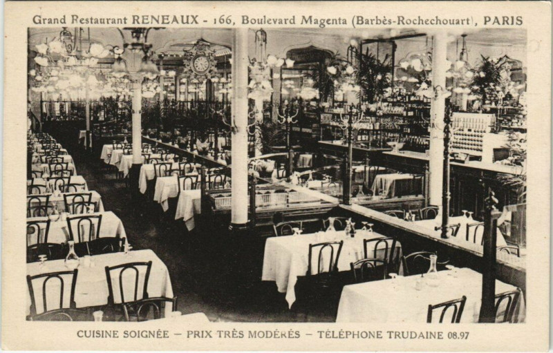 Carte postale ancienne Paris 9e - Grand Restaurant Reneaux à Paris 10e
