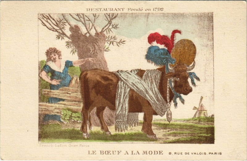 Carte postale ancienne Paris 1e - Le Boeuf a la Mode à Paris 1er