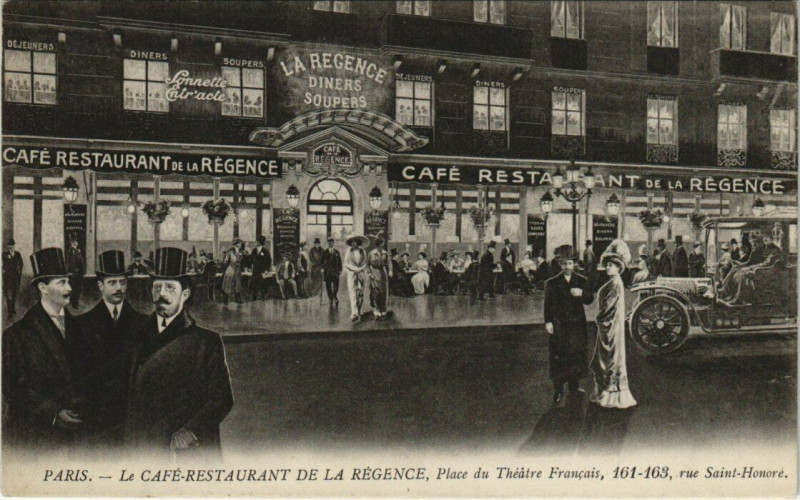 Carte postale ancienne Paris 1er arrt Le Cafe Restaurant De La Regence Place Du Theatre Francais à Paris 1er