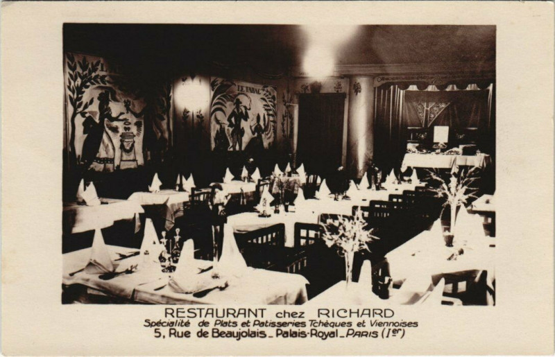 Carte postale ancienne Paris 1e - Restaurant chez Richard à Paris 1er