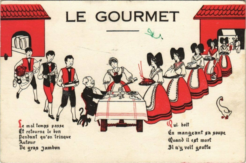 Carte postale ancienne Paris 1e - Le Gourmet à Paris 1er
