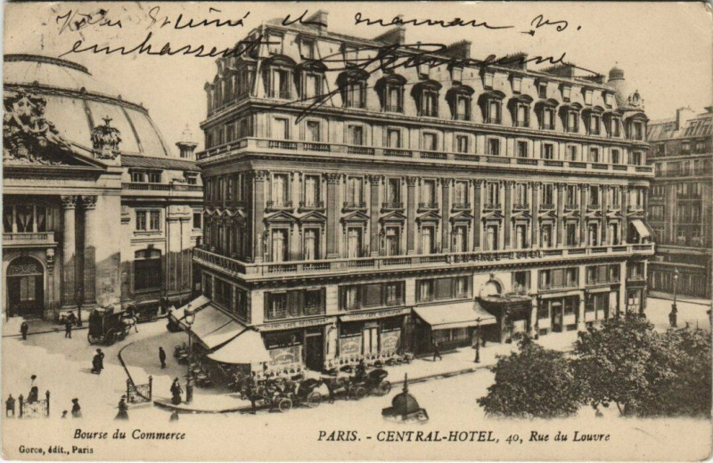 Carte postale ancienne Paris 1e - Central-Hotel à Paris 1er