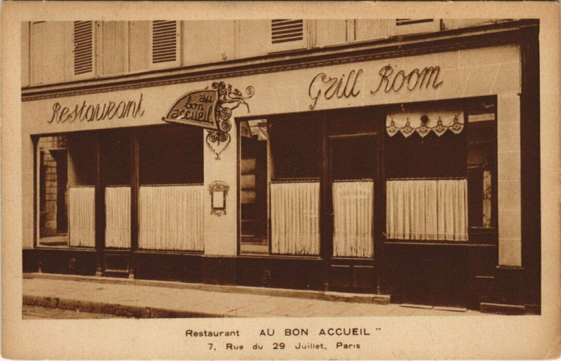 Carte postale ancienne Paris 1e - Restaurant au bon Accueil à Paris 1er