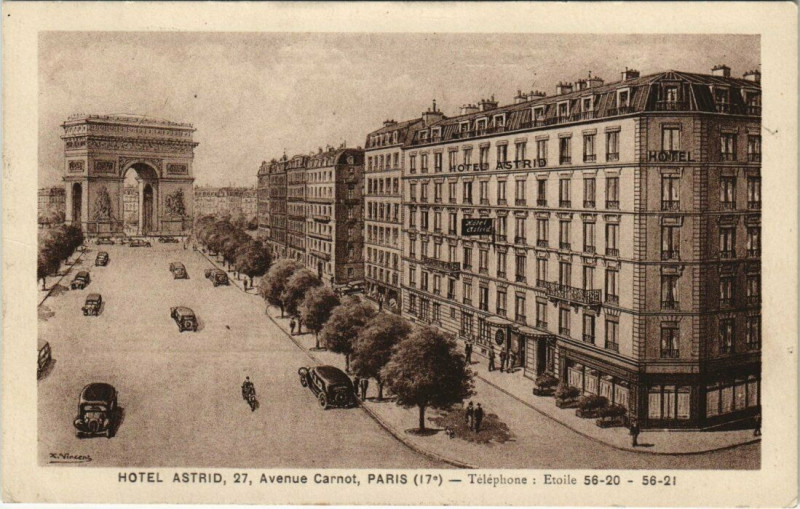 Carte postale ancienne Hôtel Astrid - Avenue Carnot à Paris 17e