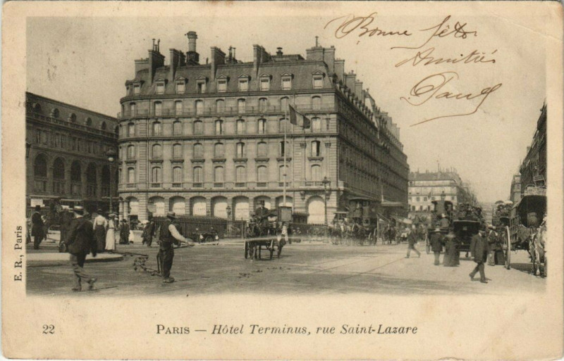 Carte postale ancienne Paris 9e - Hotel Terminus à Paris 9e