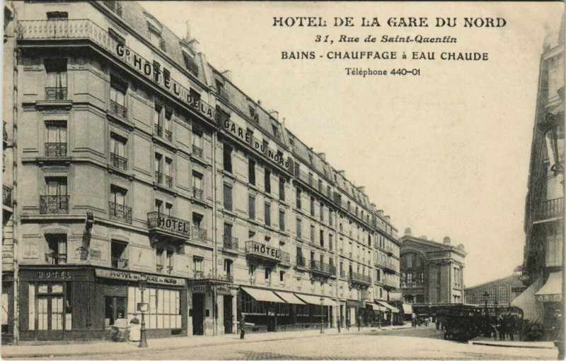Carte postale ancienne Paris 10e - Hotel de la Gare du Nord à Paris 10e