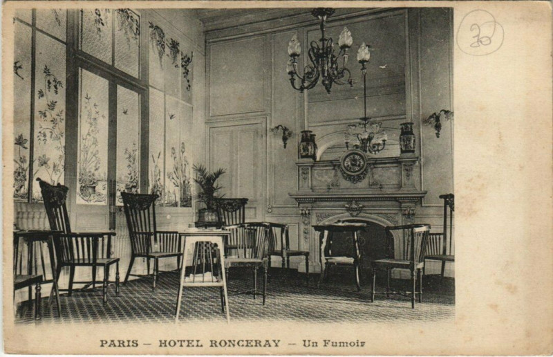Carte postale ancienne Paris 9e - Hotel Ronceray - Un Fumoir à Paris 9e