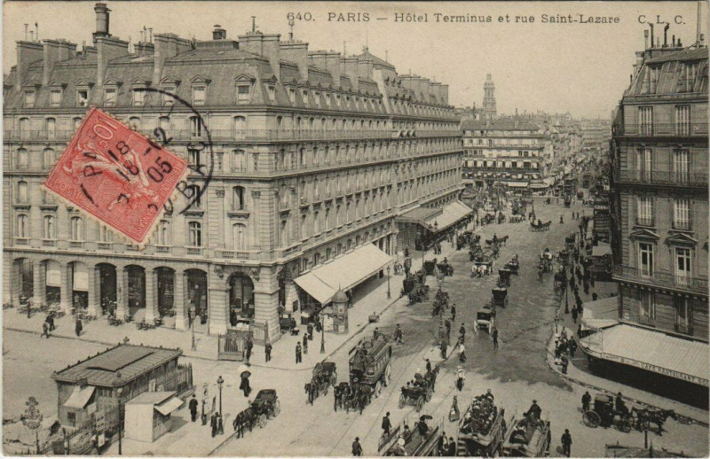 Carte postale ancienne Paris 9e - Hotel Terminus à Paris 9e