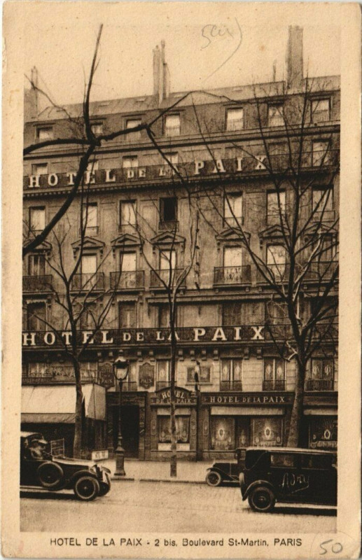 Carte postale ancienne Paris 10e - Hotel de la Paix à Paris 10e