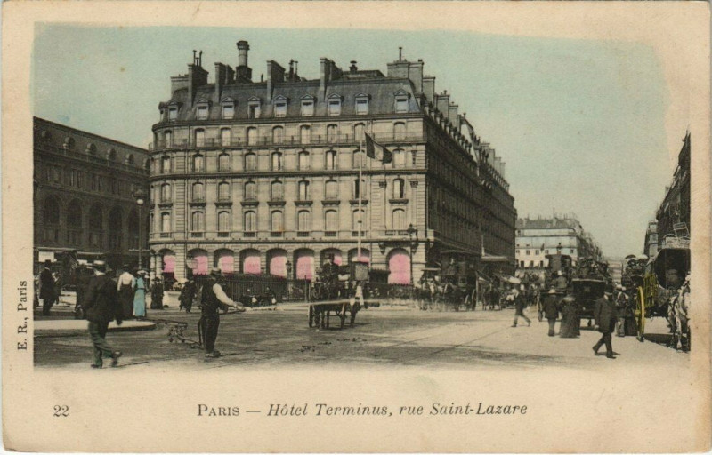 Carte postale ancienne Paris 9e - Hotel Terminus à Paris 9e