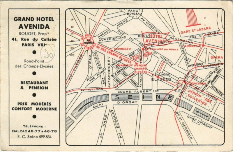 Carte postale ancienne Paris 8e - Grand Hotel Avenida à Paris 8e