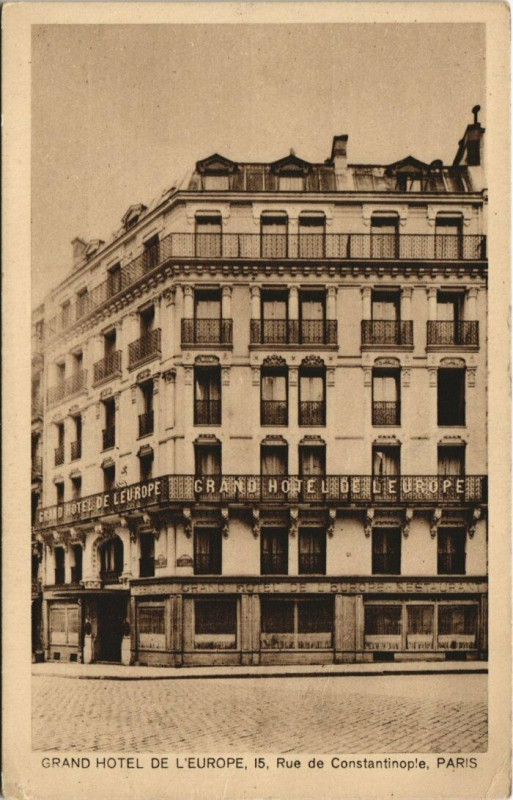 Carte postale ancienne Paris 8e - Grand Hotel de L'Europe - 15, Rue de Constantinople à Paris 8e