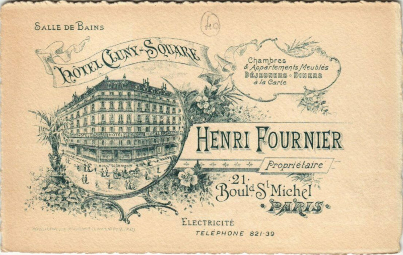 Carte postale ancienne Paris 5e - Hotel Cluny-Souare à Paris 5e