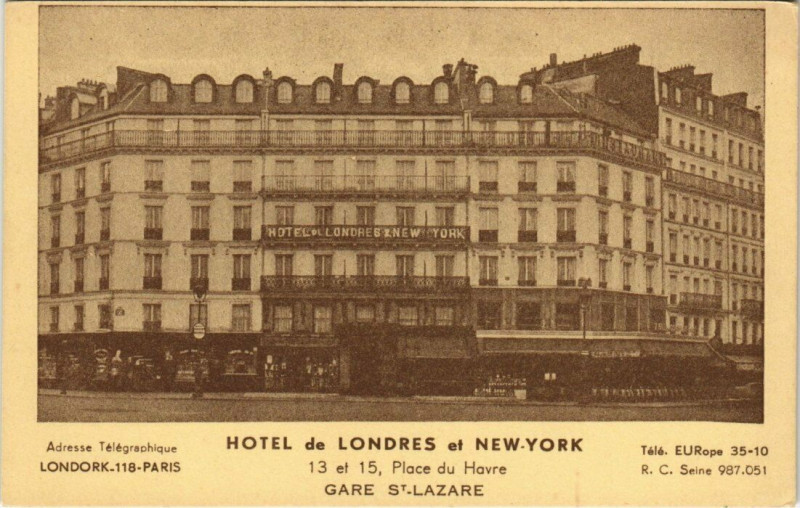 Carte postale ancienne Paris 8e - Hotel de Londres et New-York à Paris 8e