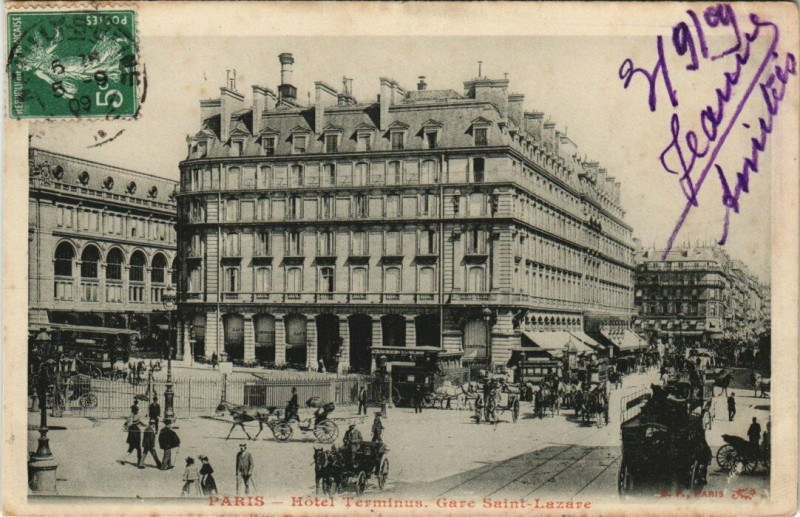 Carte postale ancienne Paris 8e - Hotel Terminus - Gare Saint-Lazare à Paris 8e