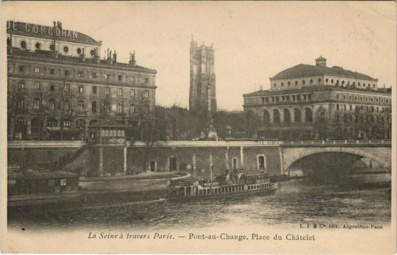 Carte postale ancienne Pont au Change Place du Chatelet à Paris 1er