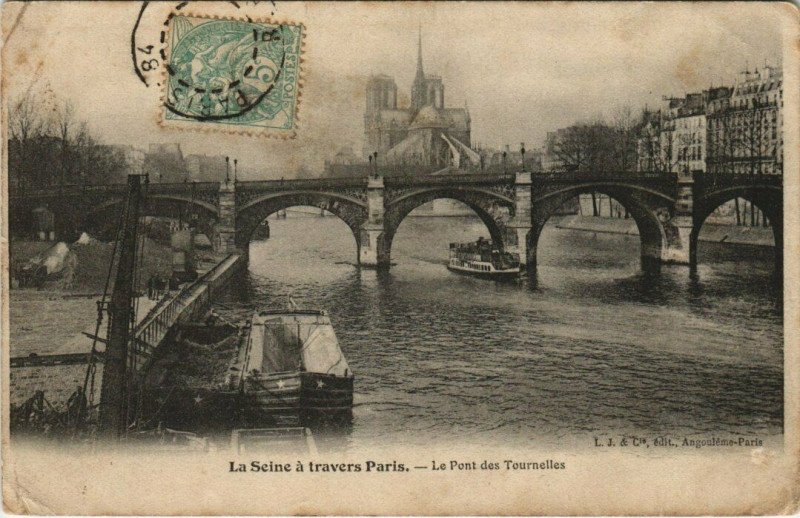 Carte postale ancienne Le Pont des Tournelles à Paris 4e
