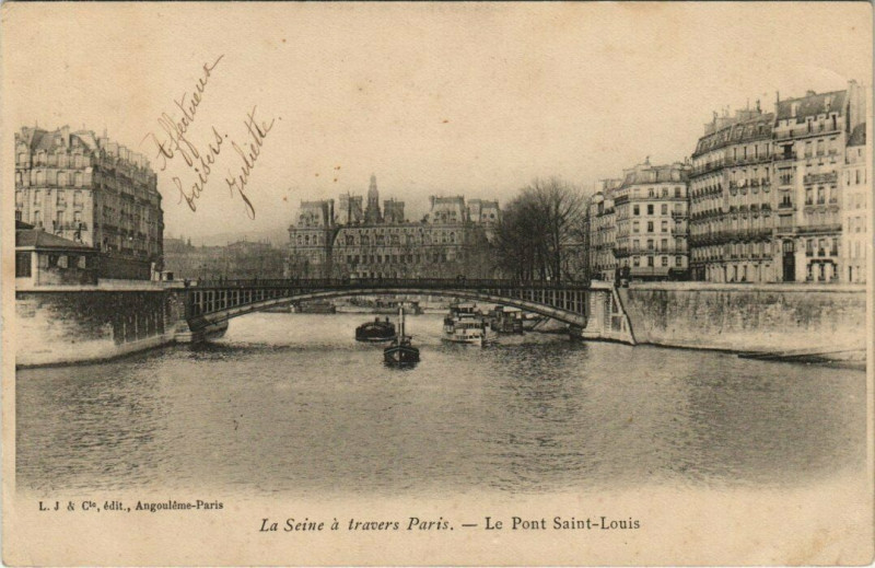 Carte postale ancienne Le Pont Saint-Louis à Paris 4e