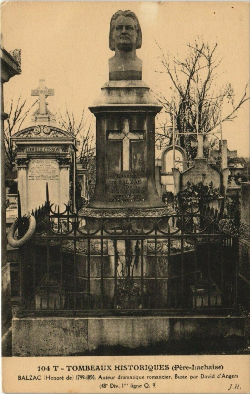 Carte postale ancienne Père-Lachaise - Honoré de Balzac à Paris 20e