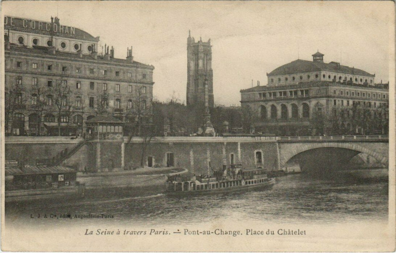 Carte postale ancienne Pont au Change Place du Chatelet à Paris 1er