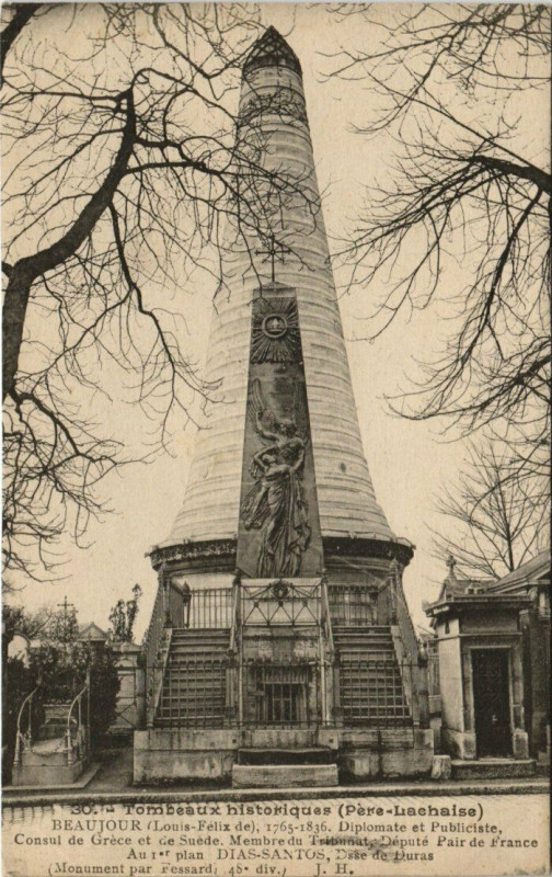 Carte postale ancienne Père-Lachaise - Louis-Félix de Beaujour à Paris 20e
