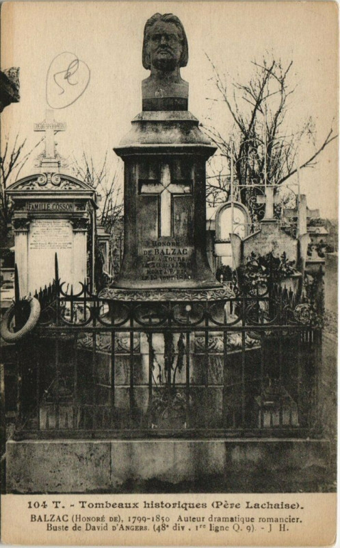 Carte postale ancienne Père-Lachaise - Honoré de Balzac à Paris 20e