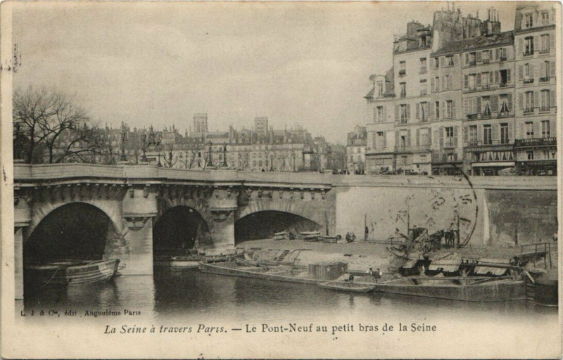 Carte postale ancienne Le Pont-Neuf au petit bras de la Seine à Paris 6e