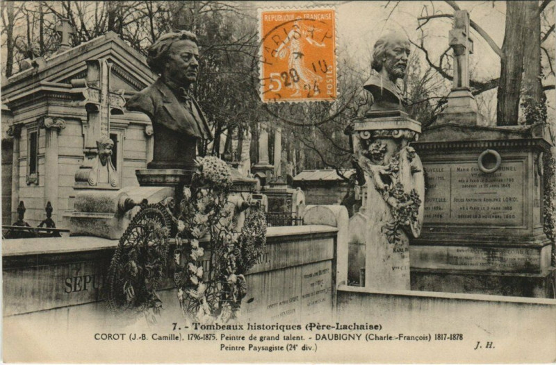 Carte postale ancienne Père-Lachaise - Corot - Daubigny à Paris 20e