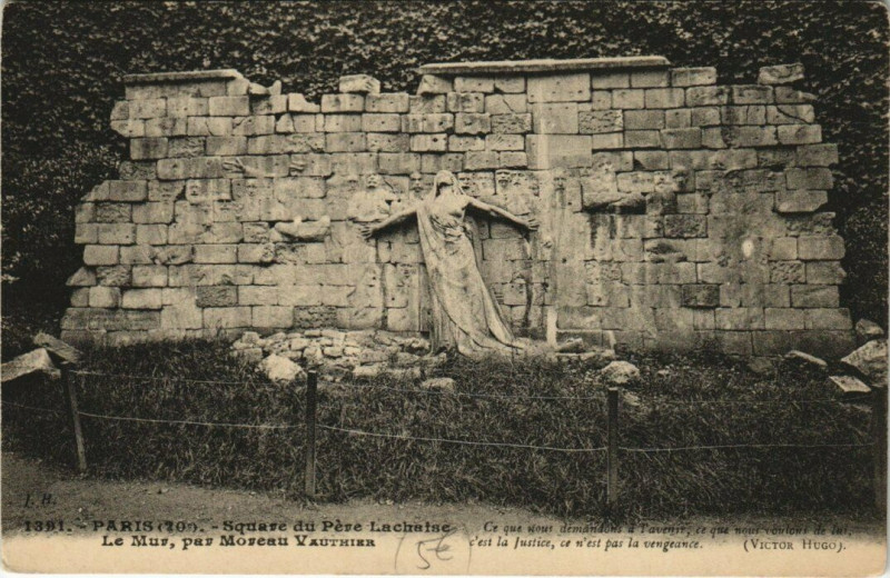 Carte postale ancienne Square du Père-Lachaise - Le Mur, par Moreau Vauthier à Paris 20e