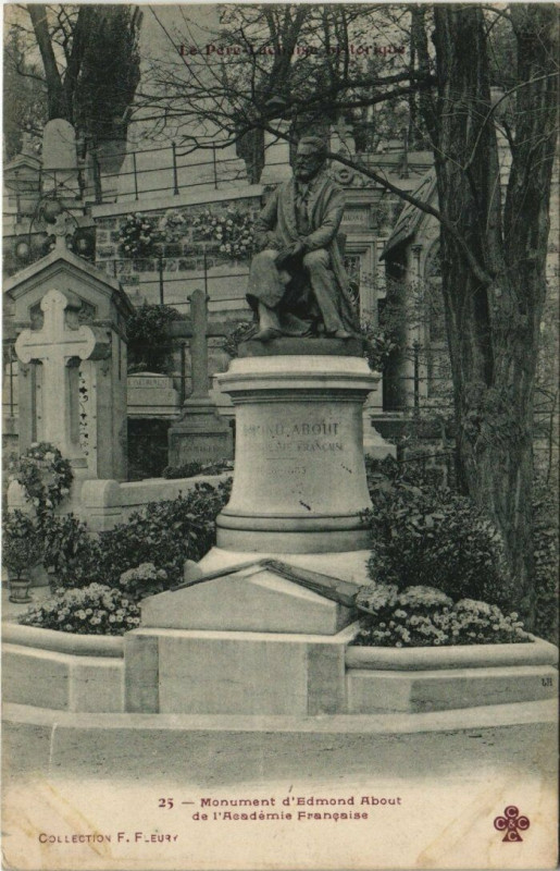 Carte postale ancienne Le Père-Lachaise - Monument d'Edmond About à Paris 20e