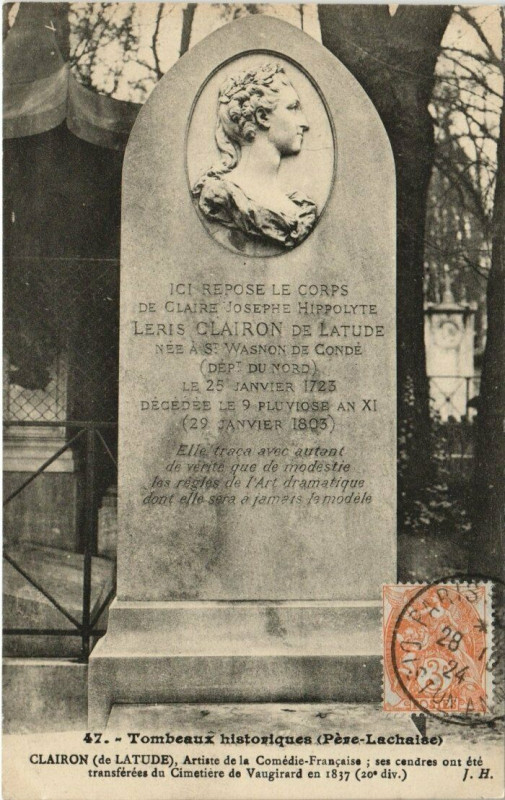 Carte postale ancienne Père-Lachaise - Clairon de Latude à Paris 20e