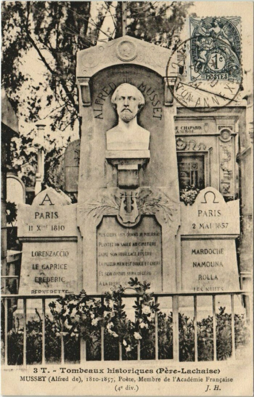 Carte postale ancienne Père-Lachaise - Alfred de Musset à Paris 20e