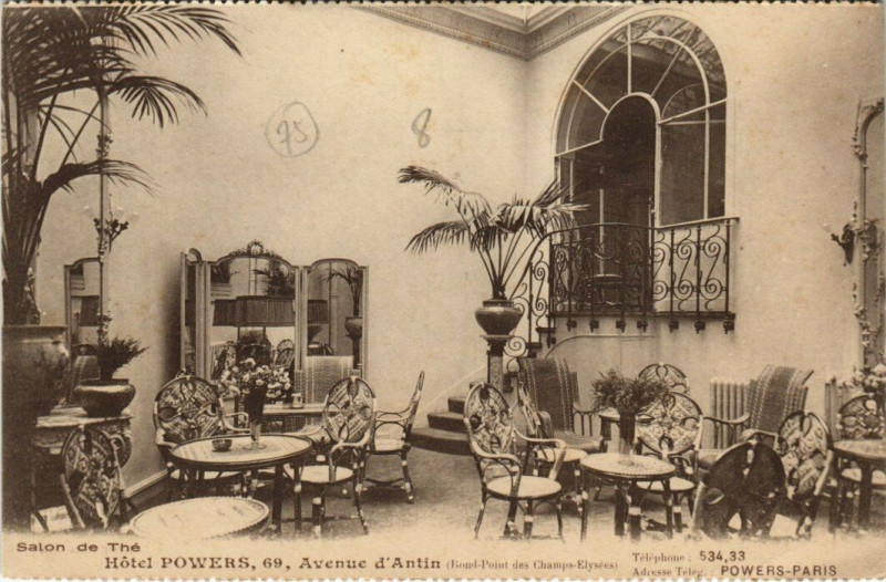 Carte postale ancienne Paris 2e - Hotel Powers - 69, Avenue d'Antin à Paris 2e