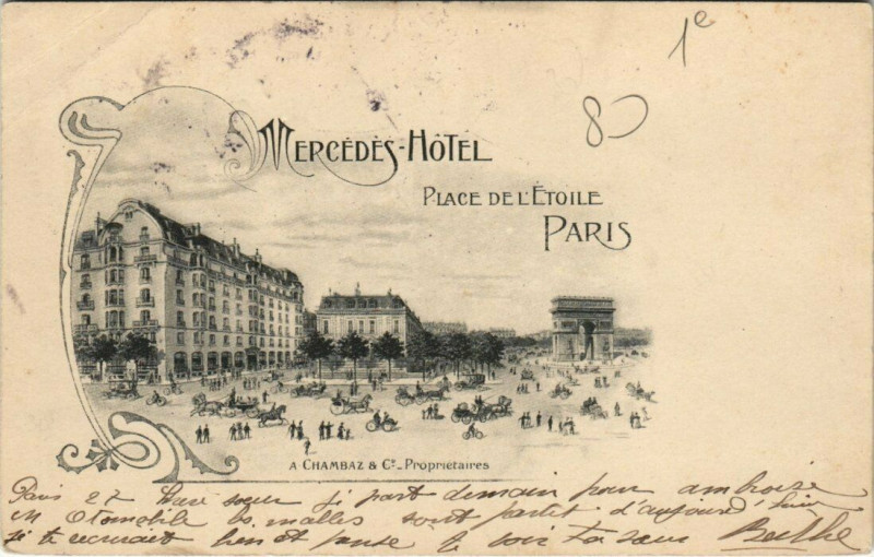 Carte postale ancienne Paris 1er - Mercedes Hotel - Place de l'Etoilel à Paris 1er