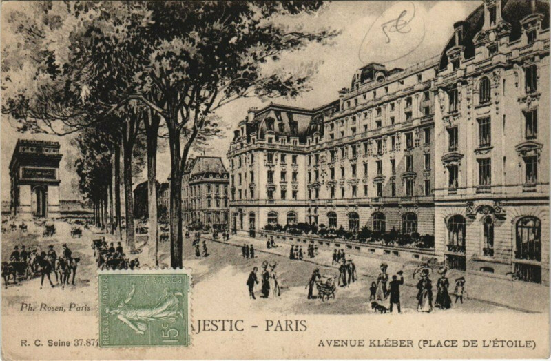 Carte postale ancienne Hôtel Majestic - Avenue Kléber (Place de l'Etoile) à Paris 16e