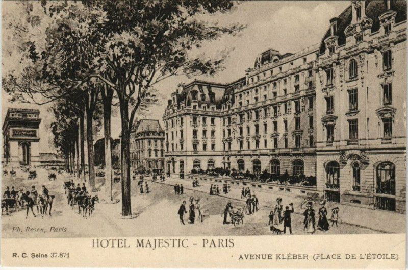 Carte postale ancienne Hôtel Majestic - Avenue Kléber (Place de l'Etoile) à Paris 16e