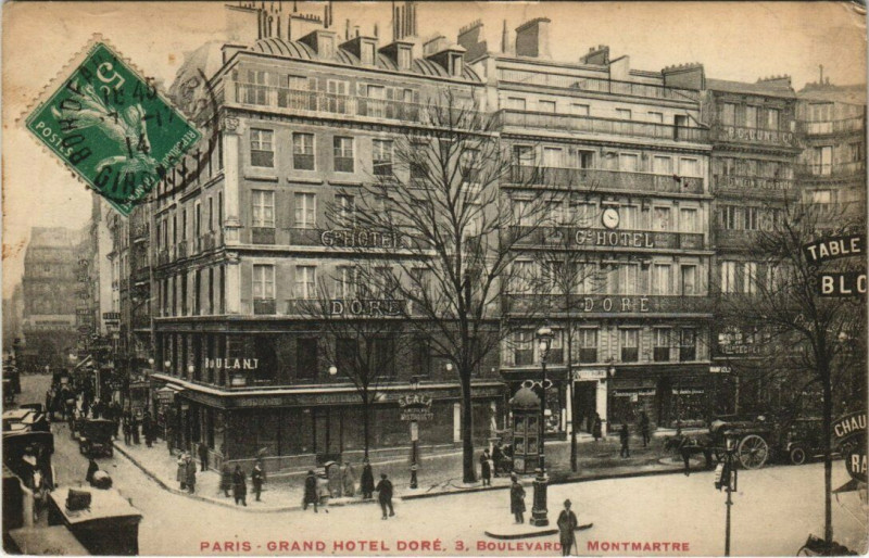 Carte postale ancienne Paris 2e - Grand Hotel Doré - 3. Boulevard Montmartre à Paris 2e