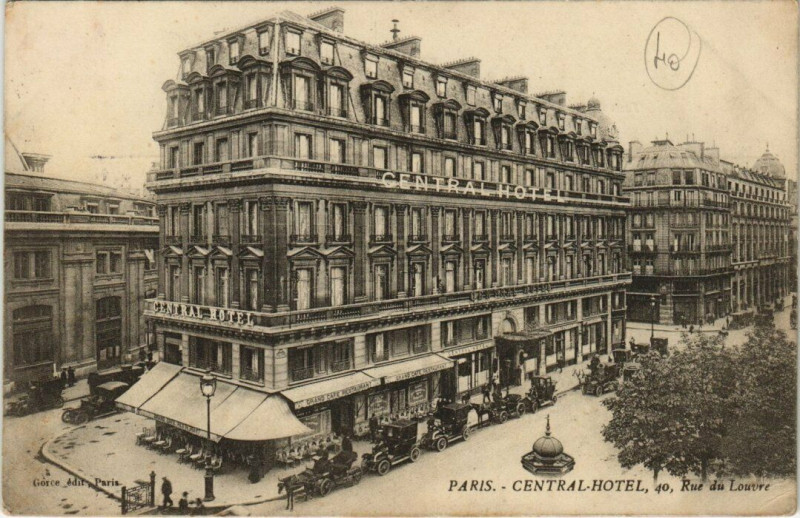Carte postale ancienne Paris 1er - Central Hotel, 40 Rue du Louvre à Paris 1er
