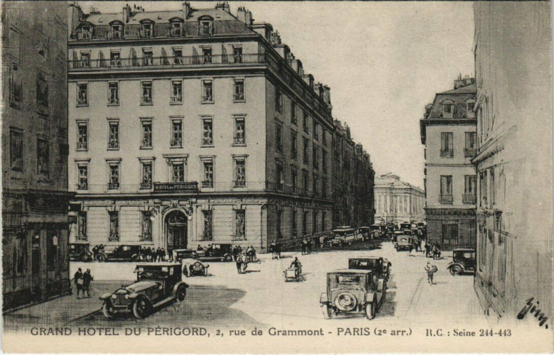 Carte postale ancienne Paris 2e - Grand Hotel du Périgord - 2, rue de Grammont à Paris 2e