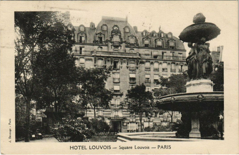 Carte postale ancienne Paris 2e - Hotel Louvois à Paris 2e