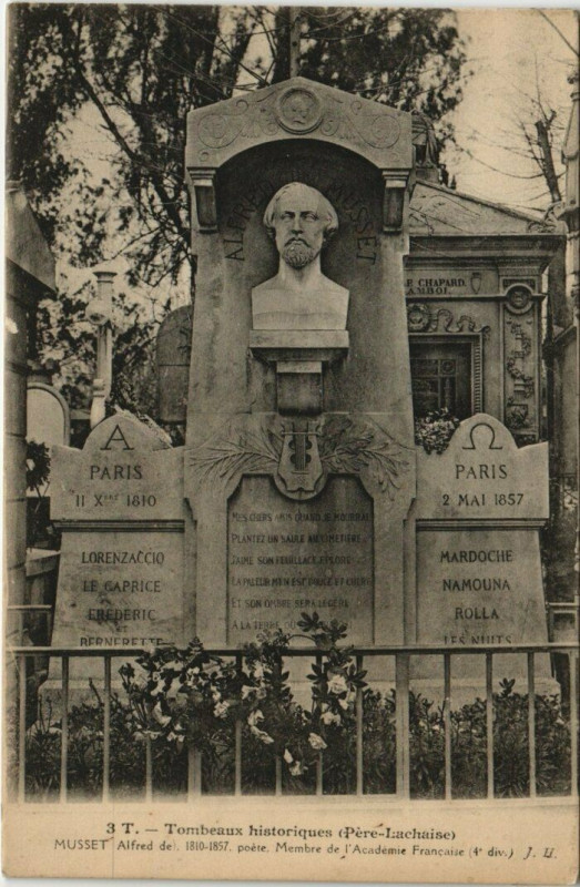 Carte postale ancienne Père-Lachaise - Alfred de Musset à Paris 20e