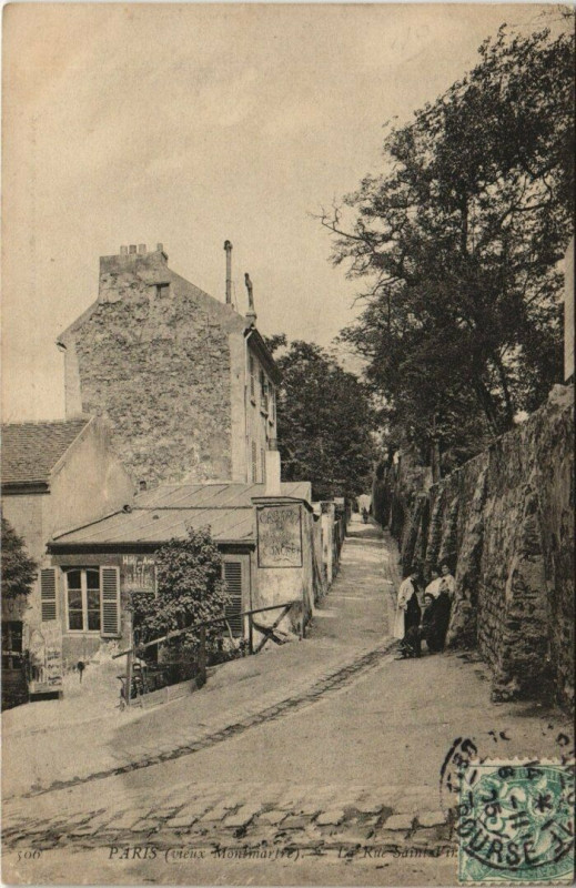 Carte postale ancienne Vieux Montmartre - La Rue Saint-Vincent à Paris 18e